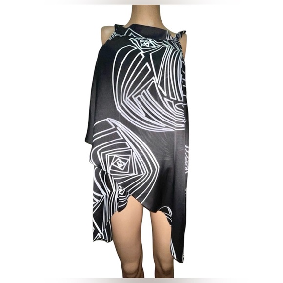 MILANO TUNIC TOP LAYERED GEOMETRIC PATTERN WOMENS SLEEVELESS BLACK SIZE MEDIUM - Picture 5 of 11